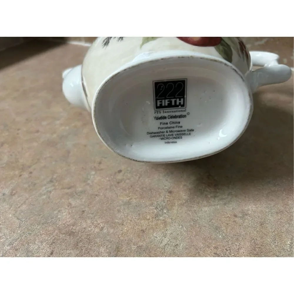 222 Fifth Yuletide Celebration Fine China Teapot Tea